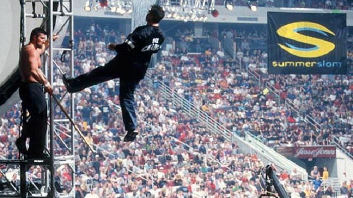 Shane McMahon knocked off the towering SummerSlam stage by a merciless Steve Blackman