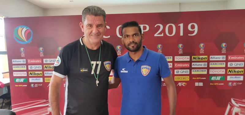 Chennaiyin FC head coach John Gregory and midfielder Francisco Fernandes