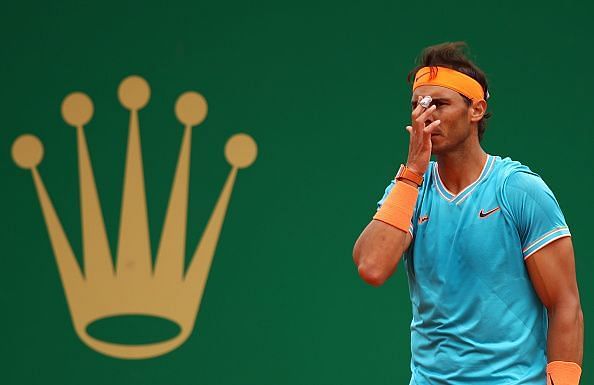 A dejected looking Rafael Nadal