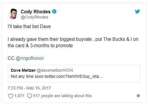 Cody Rhode&#039;s tweet led to All In, which in turn led to the formation of All Elite Wrestling.