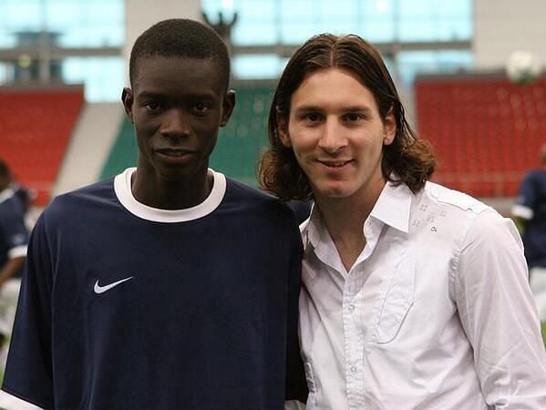 Diagne with Lionel Messi during his time with Barcelona B