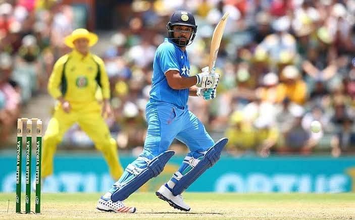 Rohit in action during his 99-run knock