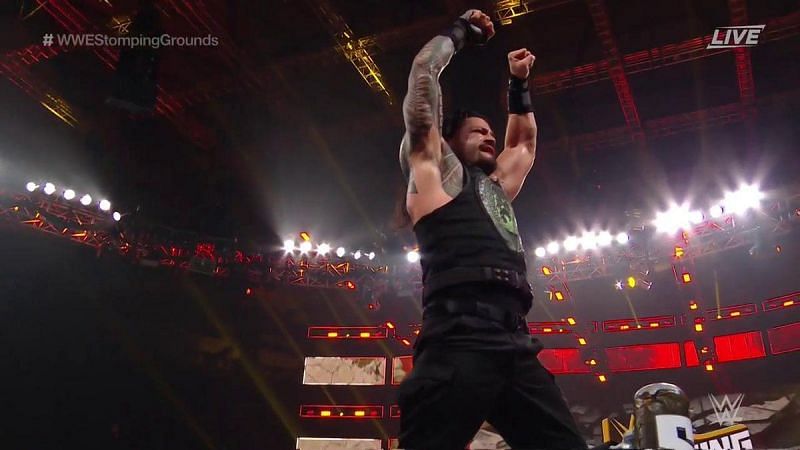 Roman Reigns standing tall tonight as he defeated Drew McIntyre at Stomping Grounds