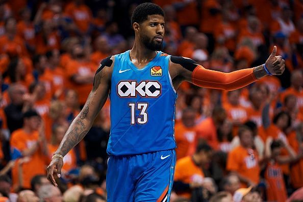 Paul George struggled with injury during the playoffs