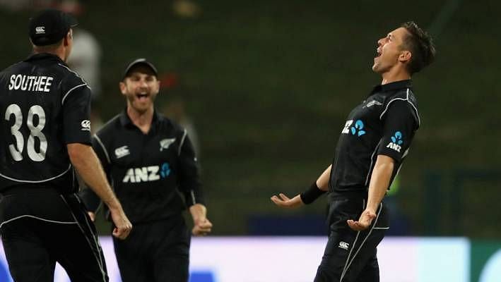 Kane Williamson, Trent Boult and Tim Southee