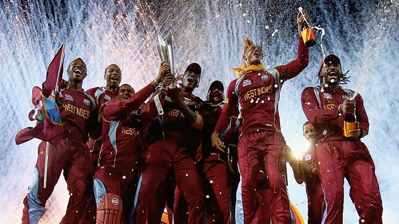 The Windies celebrating the 2016 T20 World Cup win.