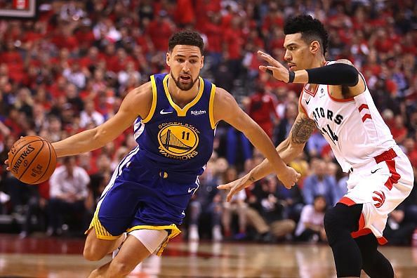 Klay Thompson sat out of Game 3 with a hamstring injury