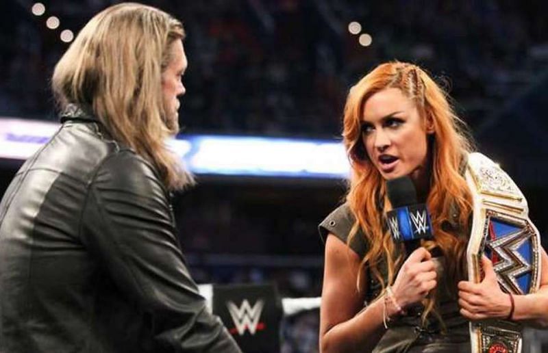 Edge and Becky Lynch on Smackdown in 2018.
