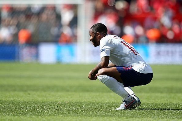 Raheem Sterling in action for England in the UEFA Nations League