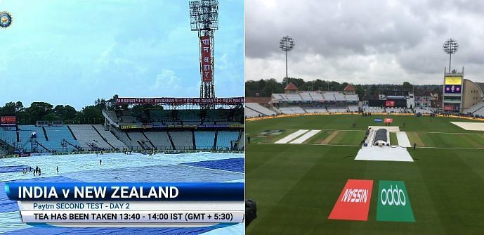 The covers at Eden Gardens (L) and Trent Bridge (R)