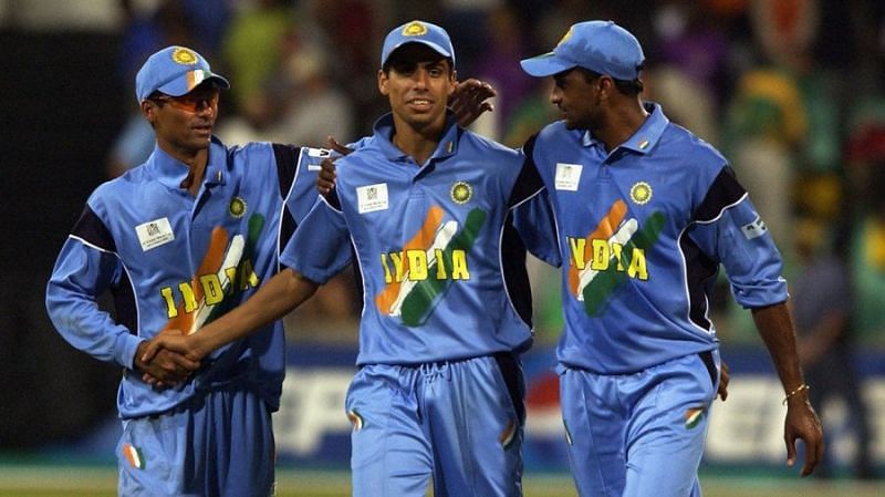 India had a tri-colour in the center part of their jersey for the 2003 ICC World Cup.