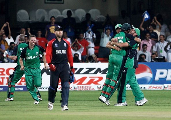 Ireland players celebrAlso read -ate after defeating England in the 2011 World Cup