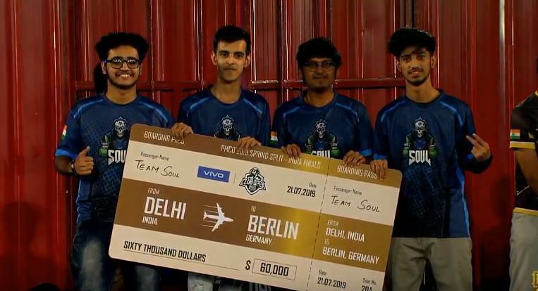 SouL after winning In PMCO Spring Split 2019 India Finals