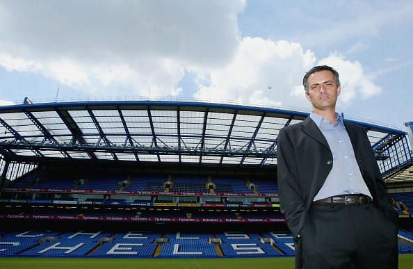 Chelsea FC unveil Mourinho as manager in 2004 Chelsea FC players celebrate the UCL Triumph over FC Bayern Munich in 2012