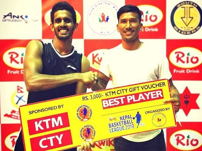 Sri Lankan import Praneet Udumalagala (L) was declared man of the match