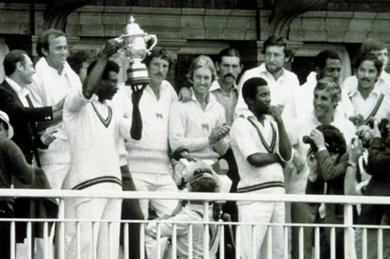 Clive Llyod with the 1975 World Cup trophy