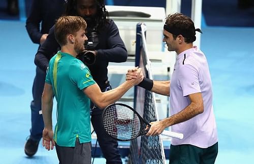 David Goffin (L) and Roger Federer