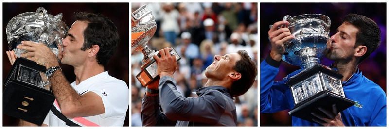 (From left) Roger Federer, Rafael Nadal,Novak Djokovic.