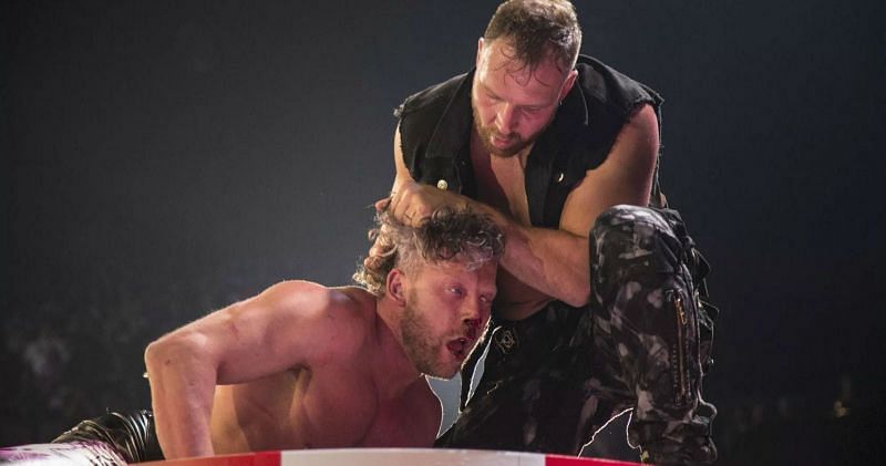 Jon Moxley assaulting Kenny Omega at DoN