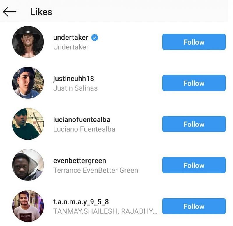 Taker&#039;s account in the list of likes