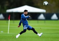 Lionel Messi at Argentina's training session