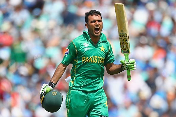 Zaman celebrates his century from the 2017 Champions Trophy