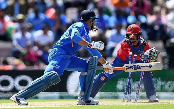 Dhoni during India v Afghanistan - ICC Cricket World Cup 2019