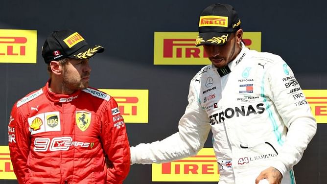 Awkward scenes as Vettel joins Hamilton before podium