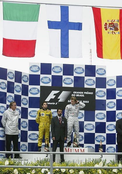 The 2003 Brazilian GP is one of the few times where a race winner was changed after the podium.