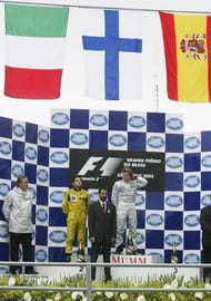 The 2003 Brazilian GP is one of the few times where a race winner was changed after the podium.