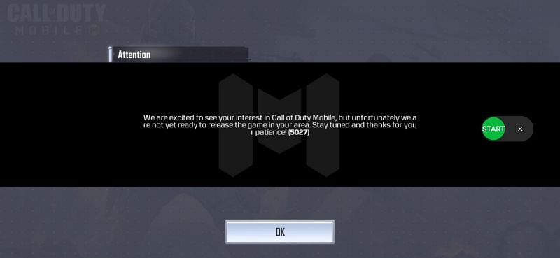 Call of Duty: Mobile Error code 5027