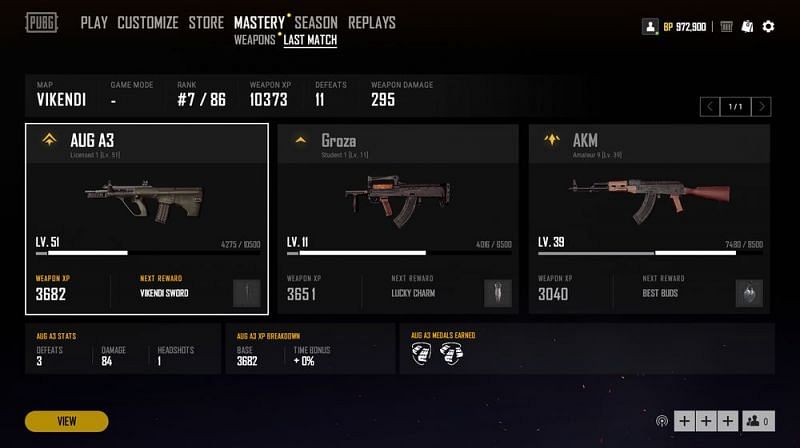 Weapon Mastery in PUBG