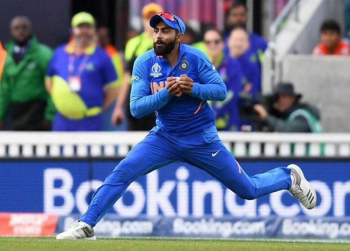 Jadeja diving to take a catch against Australia