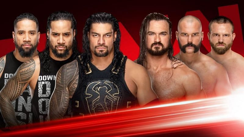 The Bloodline is back for a six-man tag team match