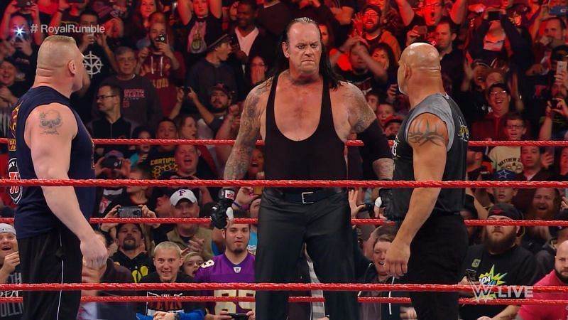 Brock Lesnar with The Undertaker and Goldberg