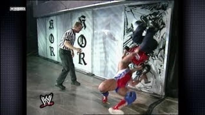 Kurt Angle suplexes Shane McMahon right into a wall at King of the Ring 2001
