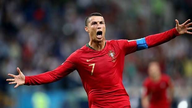 Ronaldo celebrating his goal against Spain at the 2018 FIFA World Cup