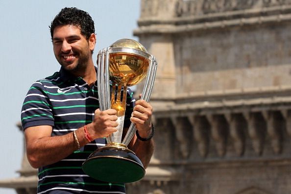Yuvraj Singh with the 2011 World Cup
