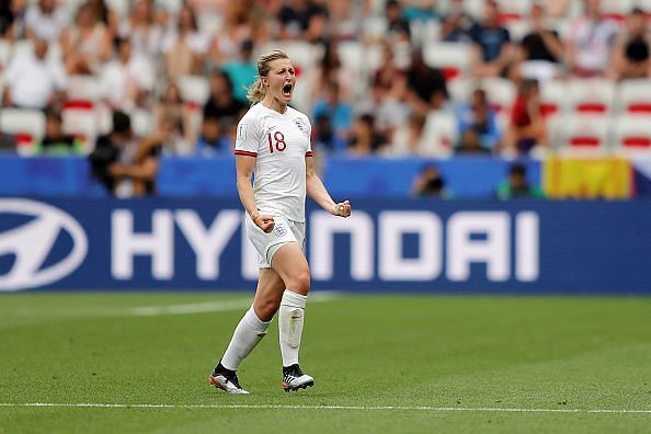 Ellen White scored England&#039;s second with a left-footed finish