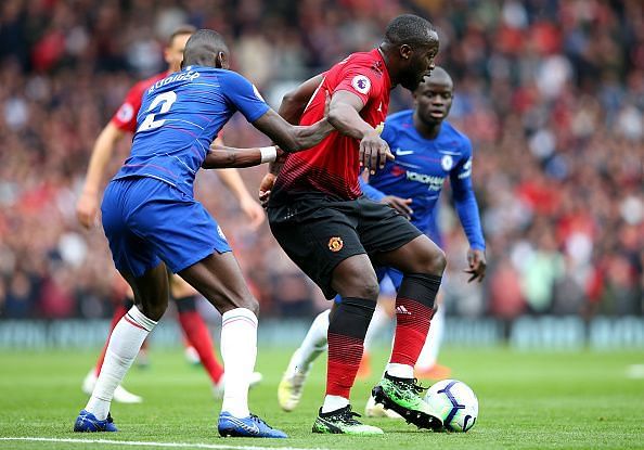 Romelu Lukaku in action against Chelsea