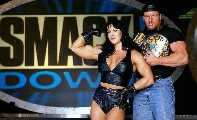 From the vault-Chyna with &#039;The Game&#039; Triple H with the Intercontinental Championship