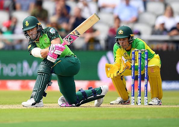 Faf du Plessis in action against Australia in the 2019 World Cup