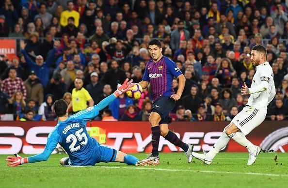 Luiz Suarez scored a hattrick against Real Madrid in the season&#039;s first encounter between the two teams