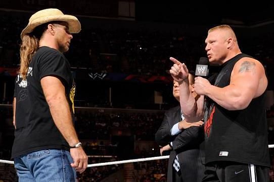Brock Lesnar confronting Shawn Michaels