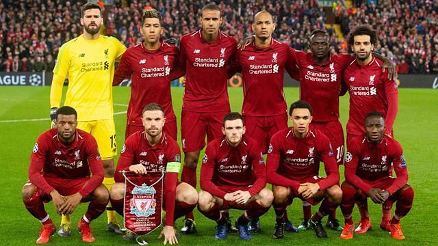 Liverpool squad lining up before a game