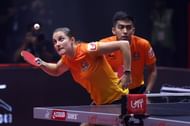 Paltan's mixed doubles pair Sabine Winter and Harmeet Desai in action