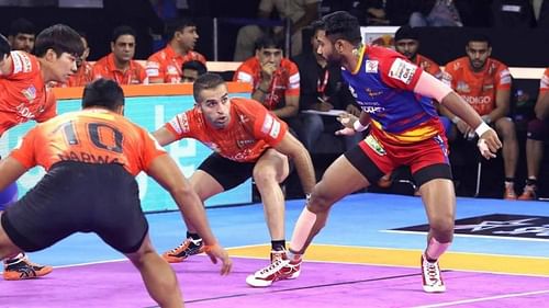 Monu Goyat's 6 raid points helped U.P. Yoddha record their first win of Pro Kabaddi 2019