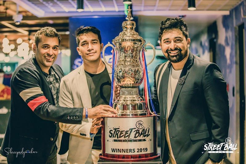 From left: Pranav (Director, Street Ball League), Harman Singha and Rannvijay Singha at Street Ball League
