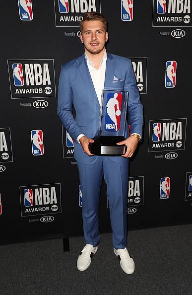 Luka Doncic with the 2019 Rookie of the Year Award