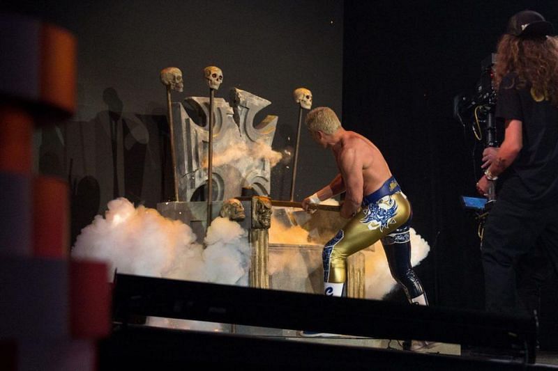 Cody Rhodes destroyed a Triple H themed throne, despite trying to establish AEW as separate to WWE.